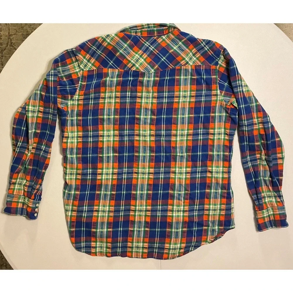 VTG Y2K Polo‎ Ralph Lauren Men XL Plaid Flannel Pearl Snap Longsleeve Multicolor